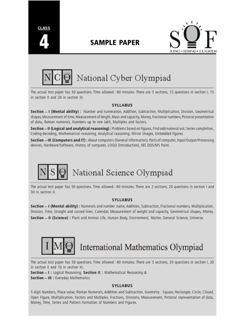 Maths Olympiad Class 4 0 Pdf Litre Force