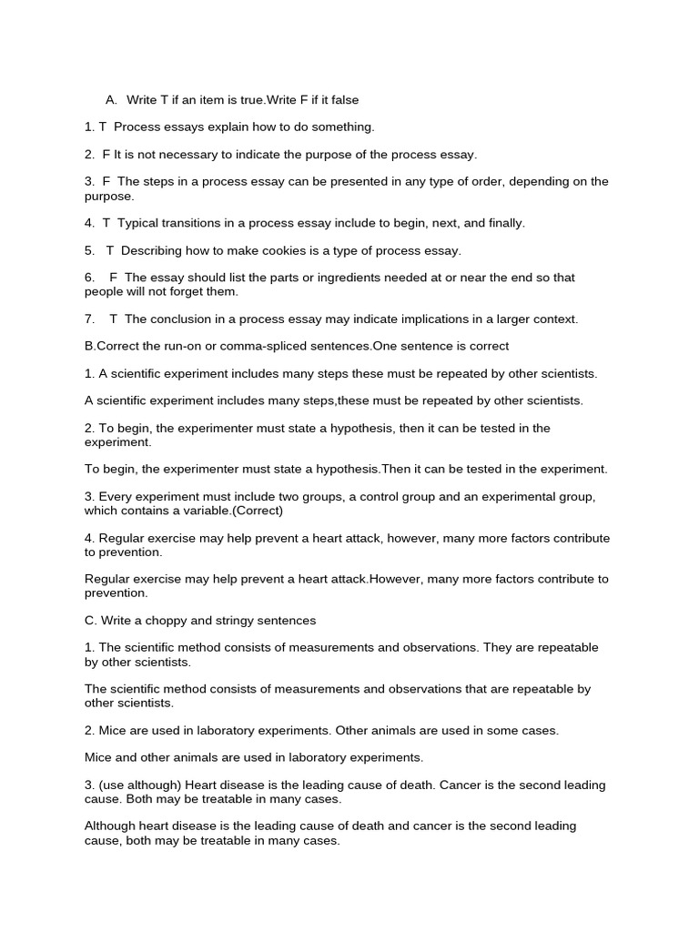 Process Essay Writing Guide | PDF