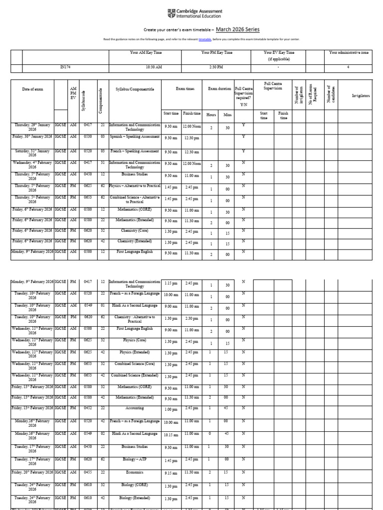 March 2026 IGCSE Exam Timetable Guide | PDF