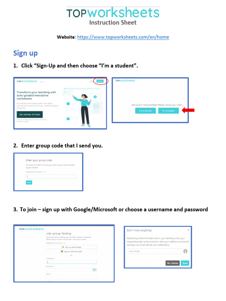 TopWorksheet User Guide for Students | PDF