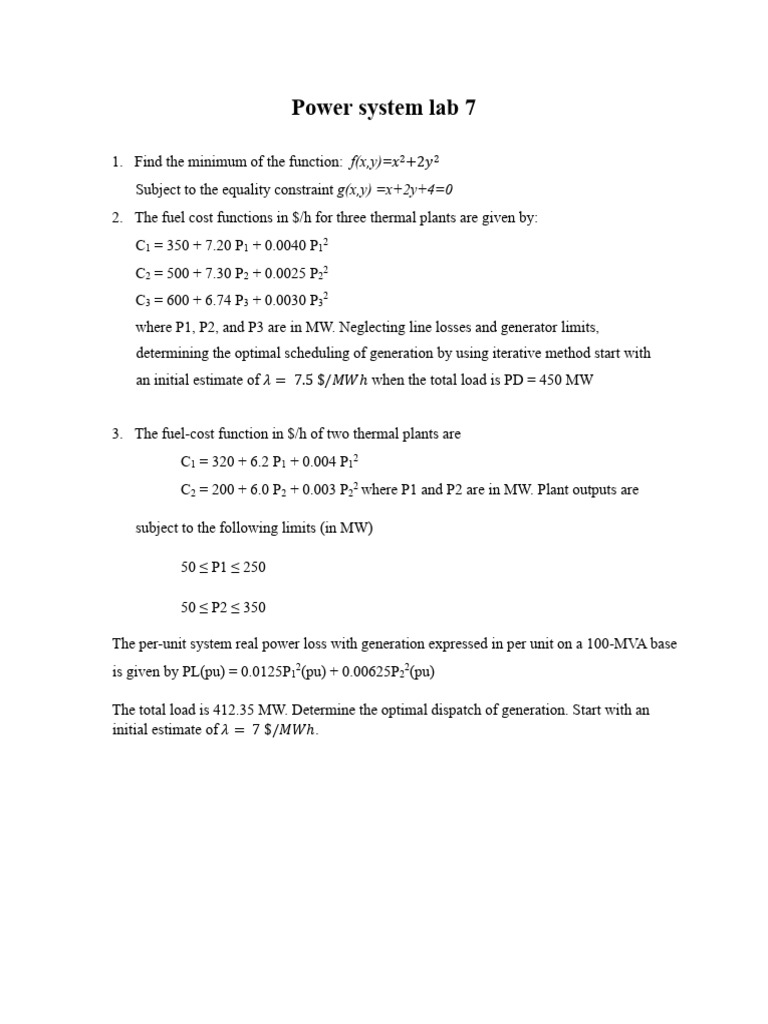 Power System Optimization Techniques | PDF