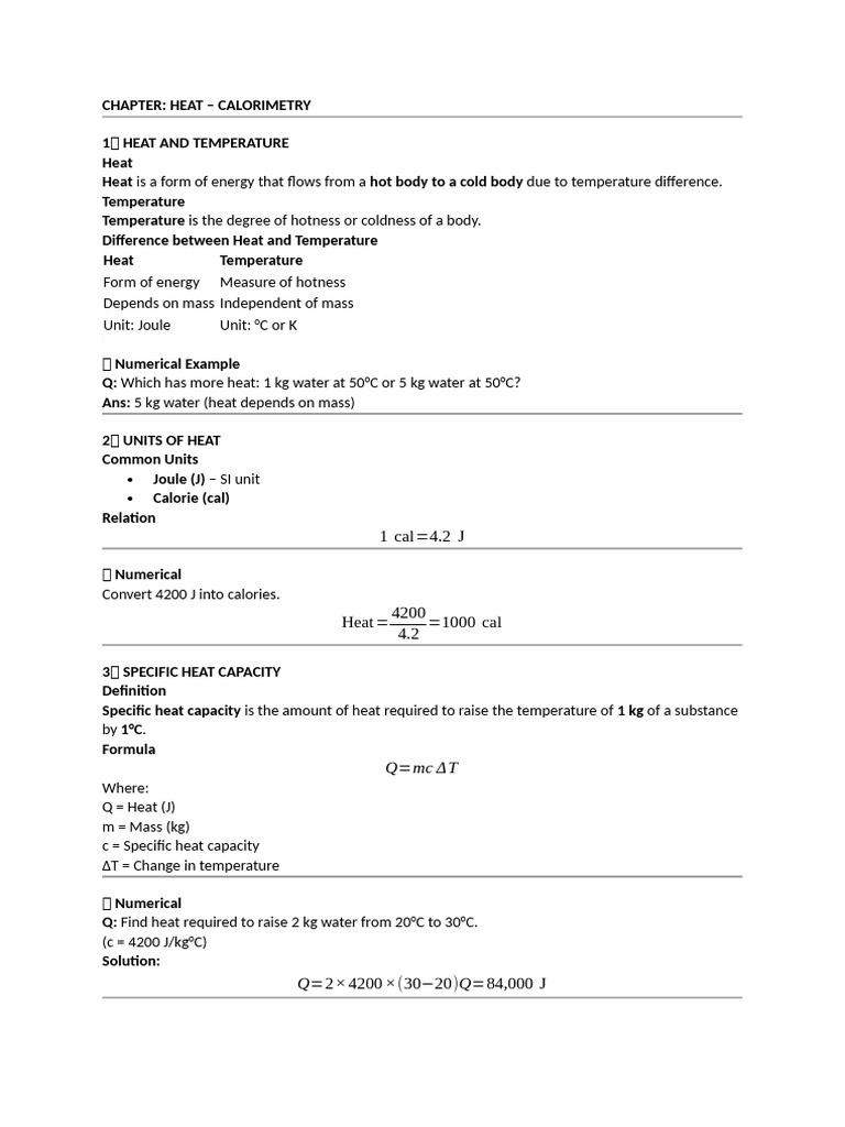 Understanding Heat and Calorimetry Concepts | PDF | Heat | Latent Heat