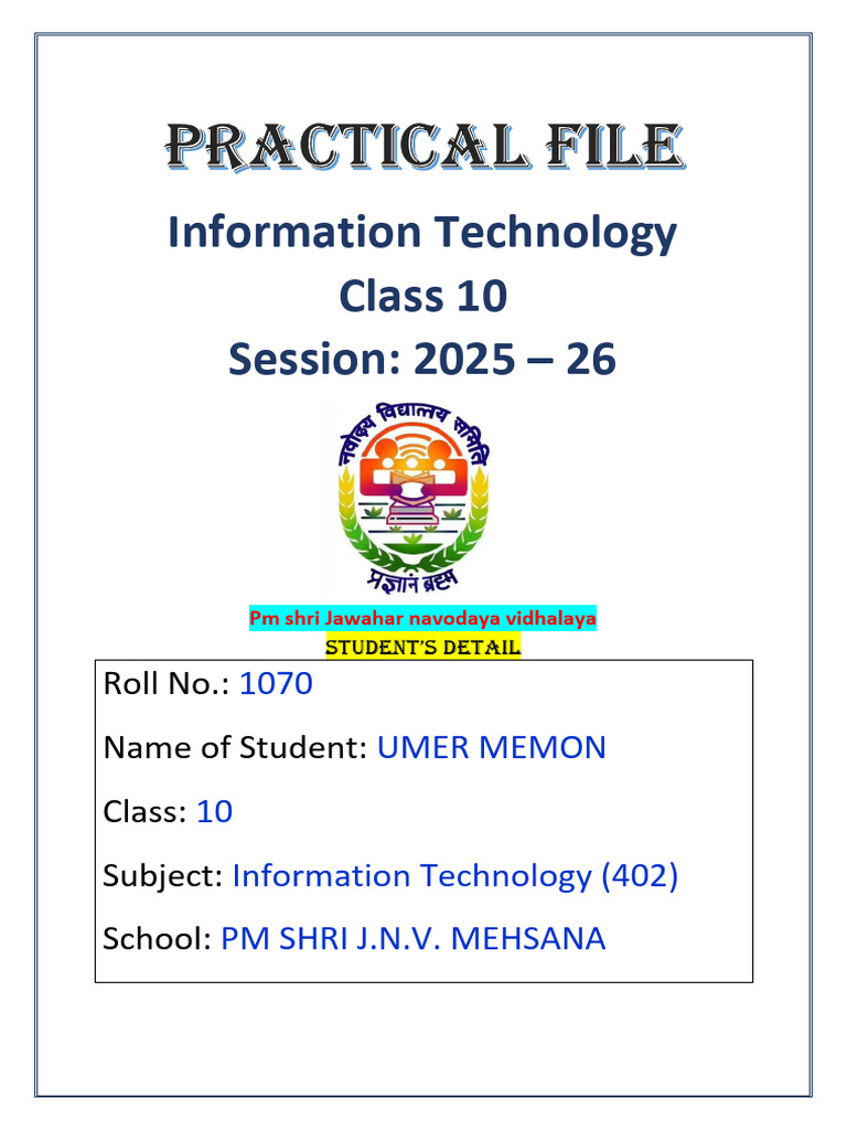 Umer Class 10 It Practical | PDF | Spreadsheet | Software