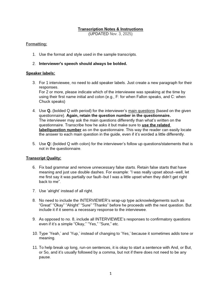 Transcription Formatting Guidelines | PDF | Human Communication ...