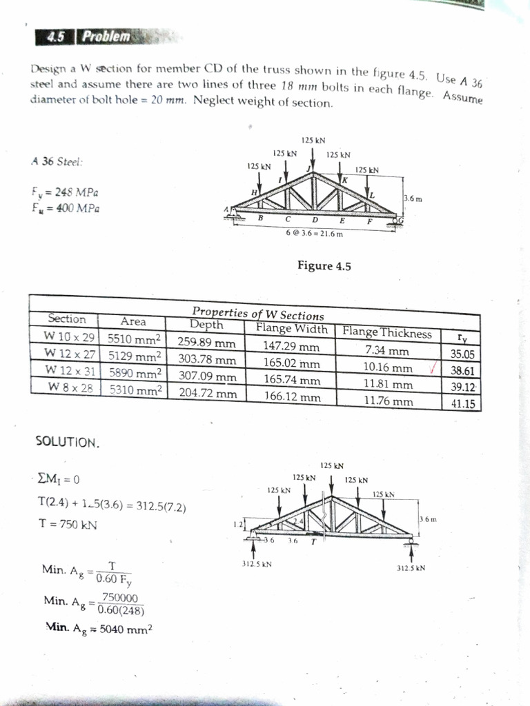 Truss Member Design Calculations | PDF | Mechanical Engineering