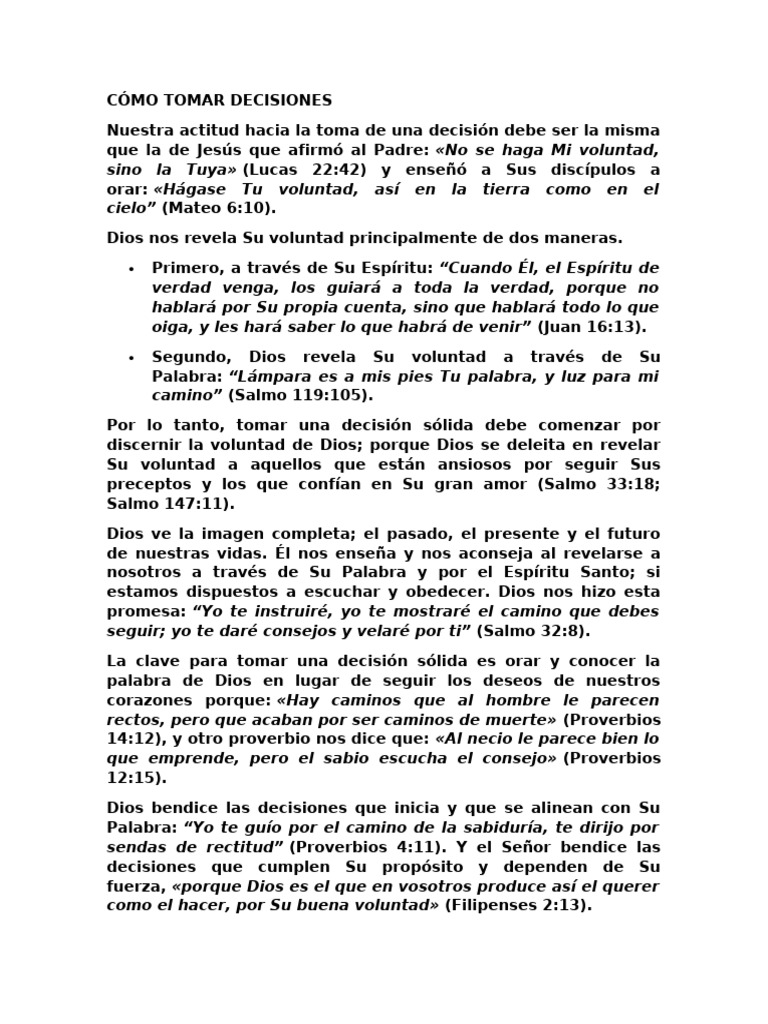 Guía para Tomar Decisiones Sabias | PDF | Oración | Dios