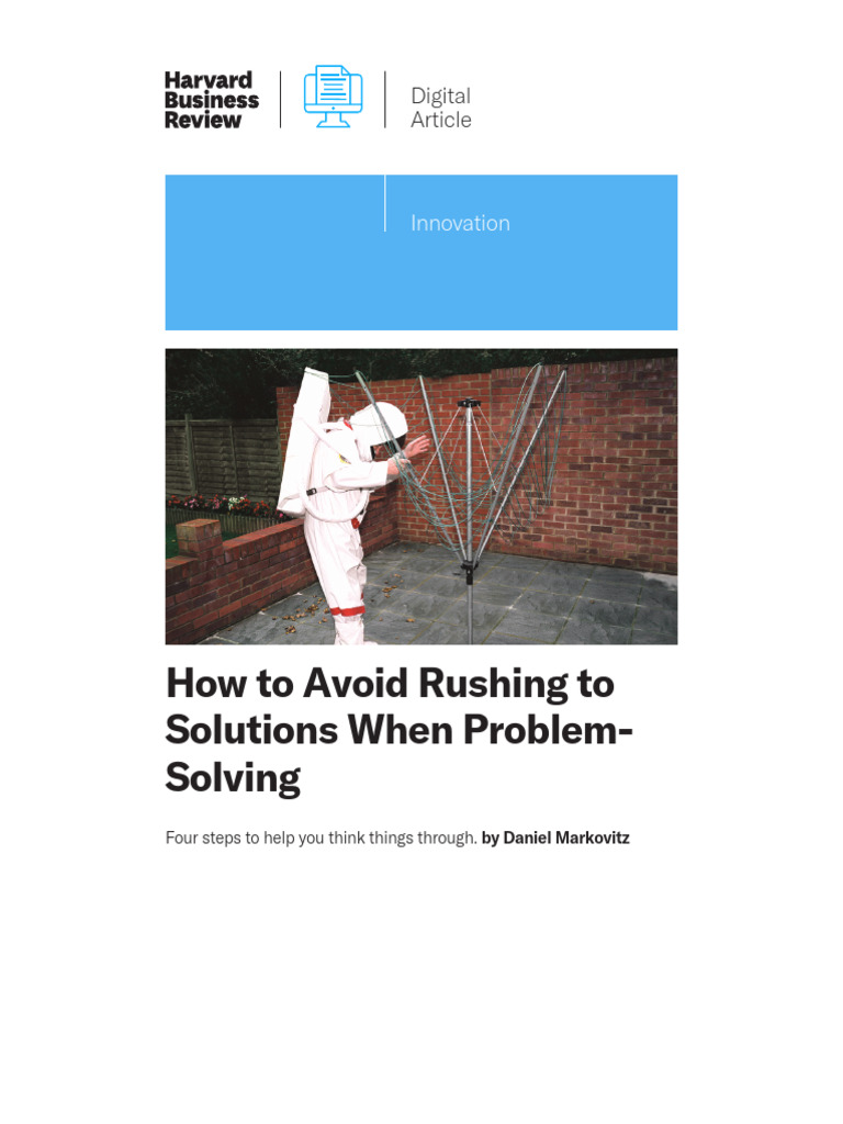 Problem-Solving Without Rushing Solutions | PDF | Cognition ...