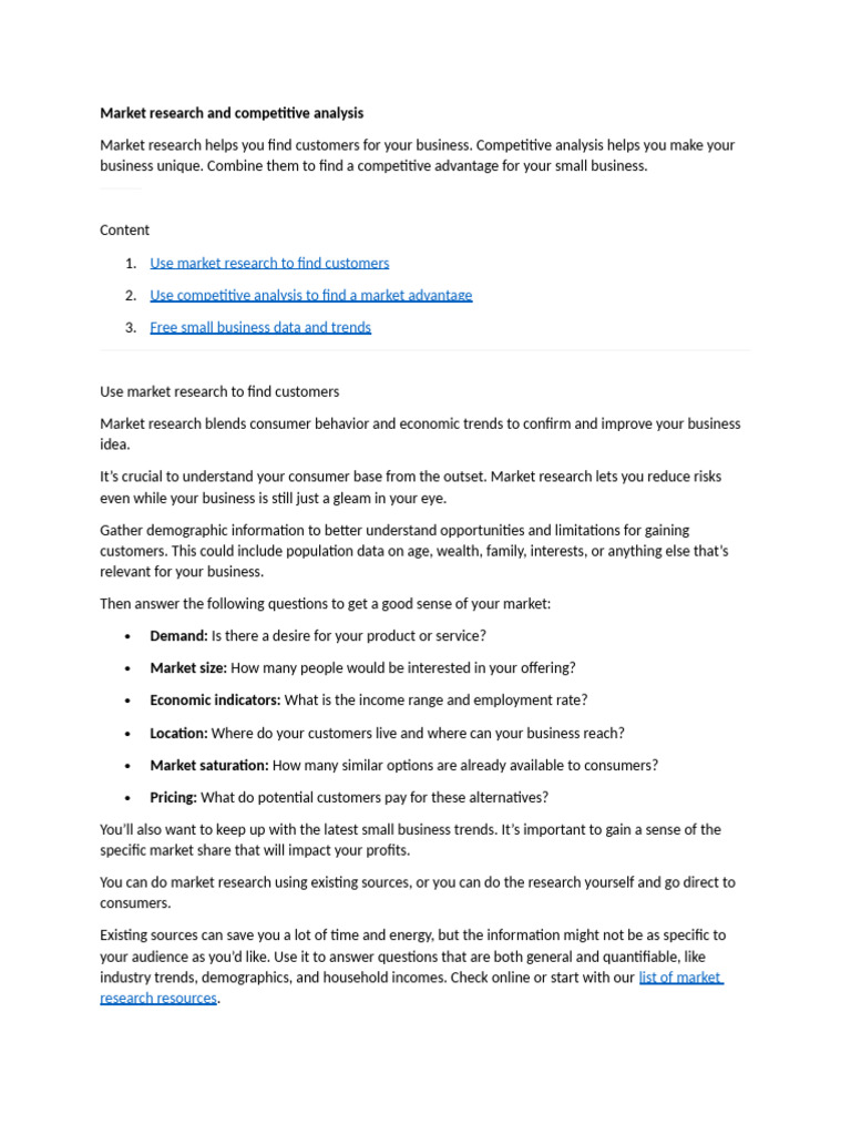 Market Research & Competitive Analysis Guide | PDF | Franchising ...