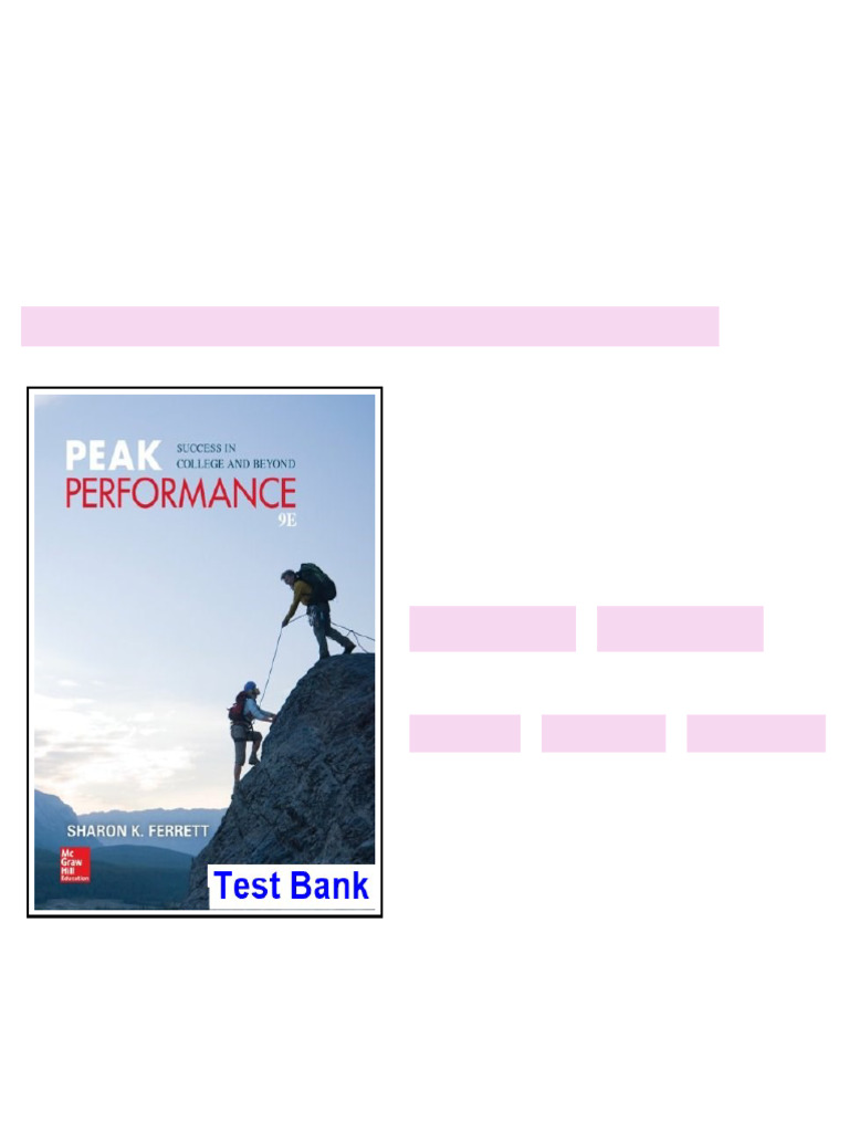 Peak Performance Success in College and Beyond 9th Edition Ferrett Test ...