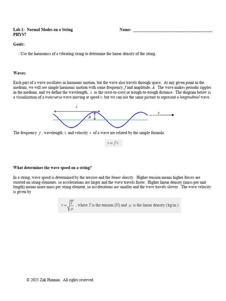Normal Modes of a Vibrating String | PDF | Waves | Normal Mode