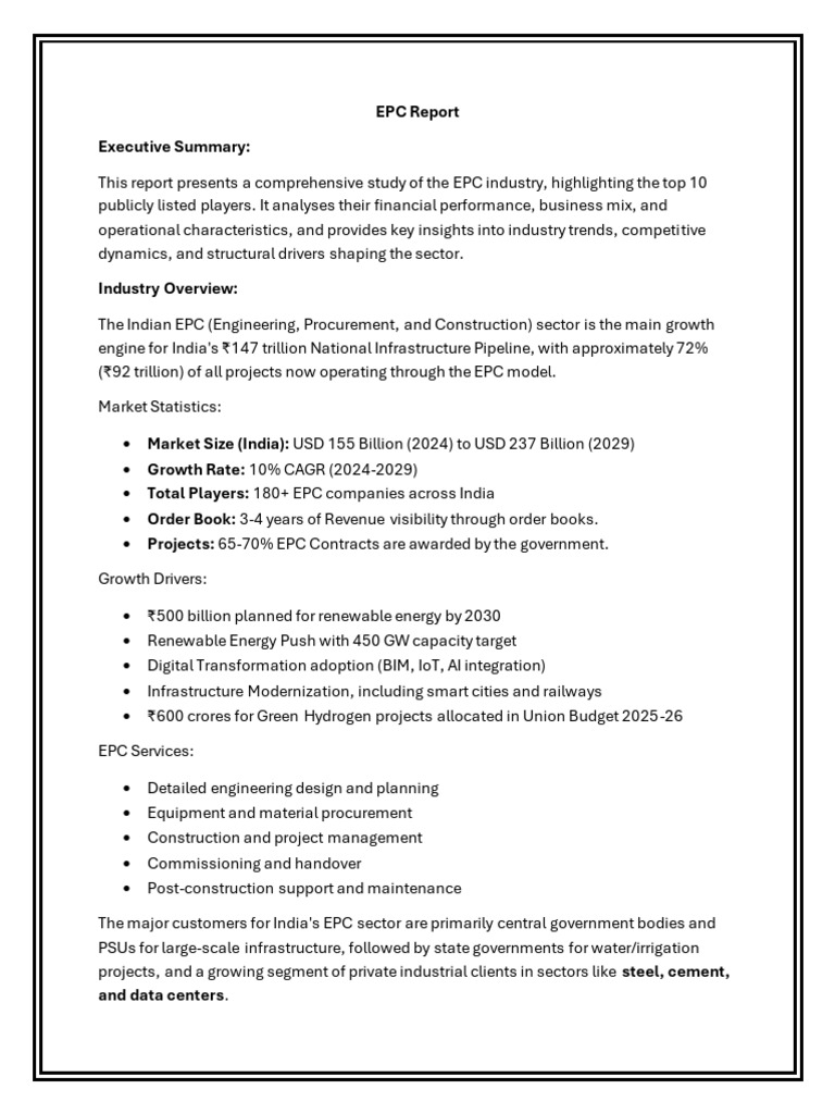 Indian EPC Industry Analysis 2024-2029 | PDF | Rail Transport ...