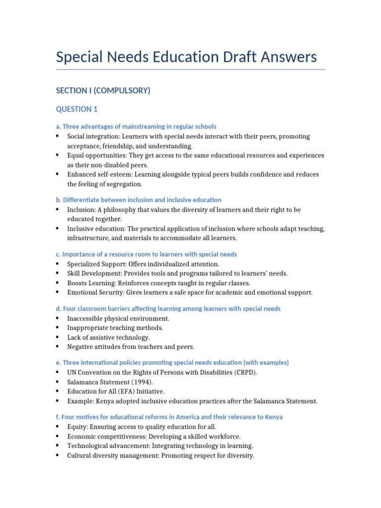 Special Needs Education Strategies and Challenges | PDF | Inclusion ...