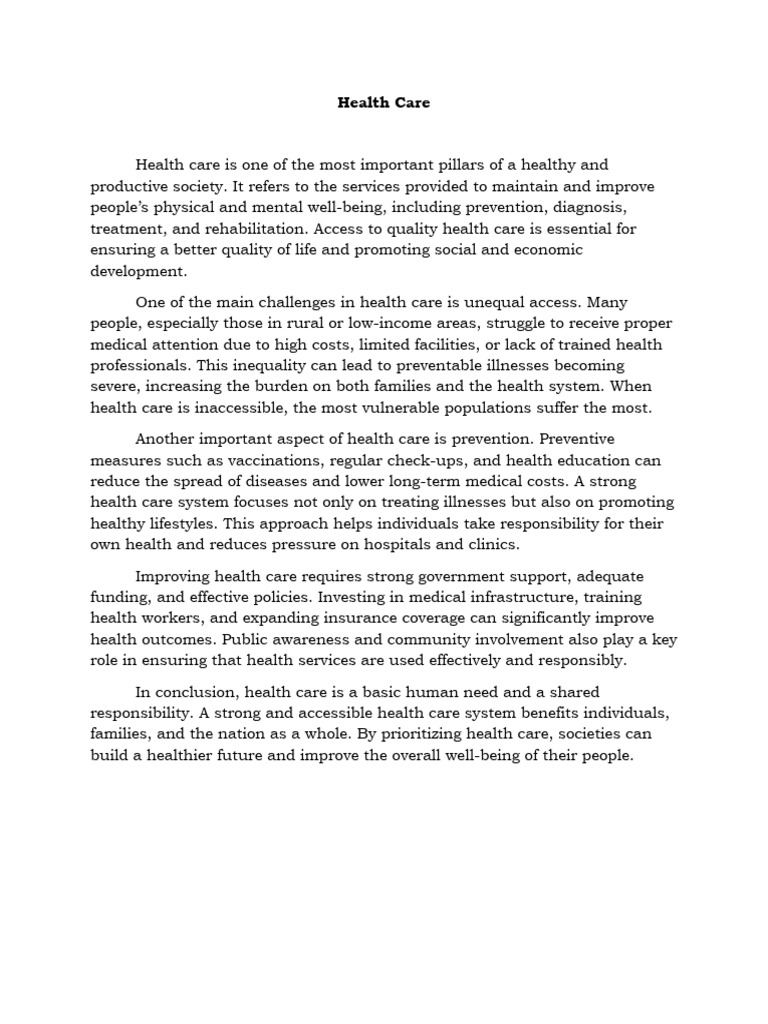 Importance of Accessible Health Care | PDF