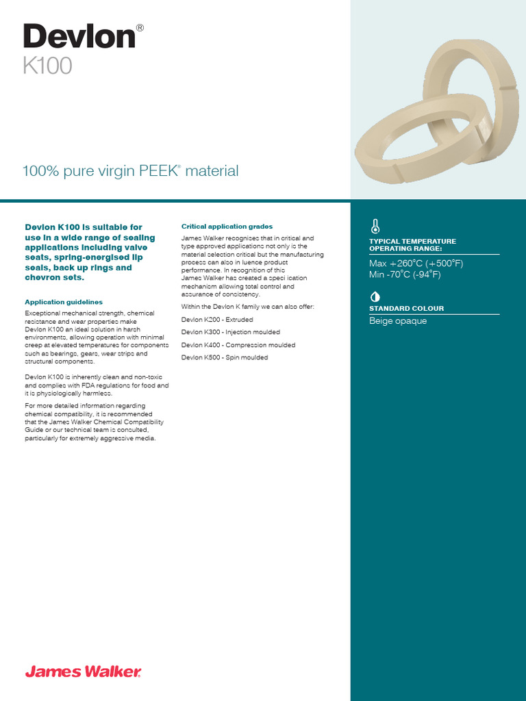 Devlon K100 Sealing Solutions Overview | PDF | Young's Modulus ...