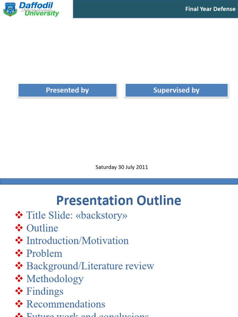 Final Year Defense Presentation Guide | PDF | Methodology | Cognition