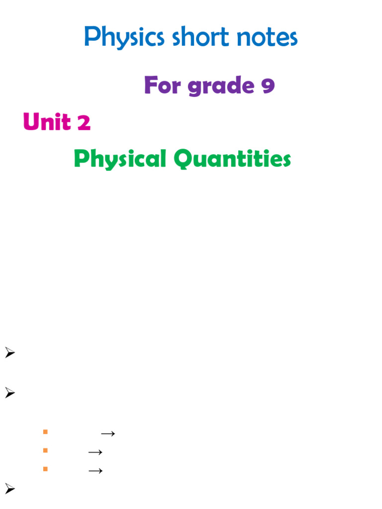 Grade 9 Physics: Physical Quantities Notes | PDF | International System ...