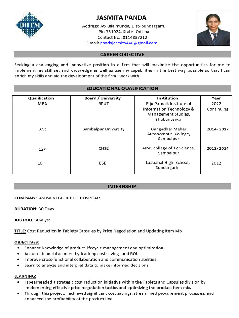 MBA Graduate with Internship Experience | PDF | Cognition | Business
