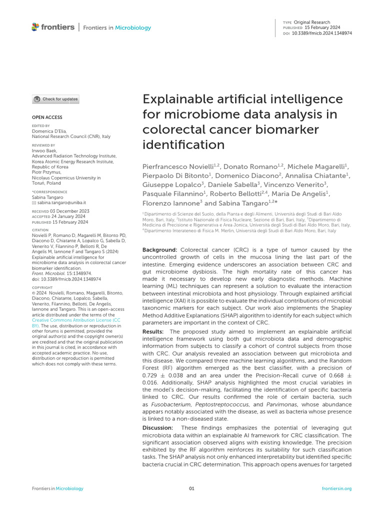 AI-Driven Microbiome Analysis for CRC | PDF | Microbiota | Colorectal ...