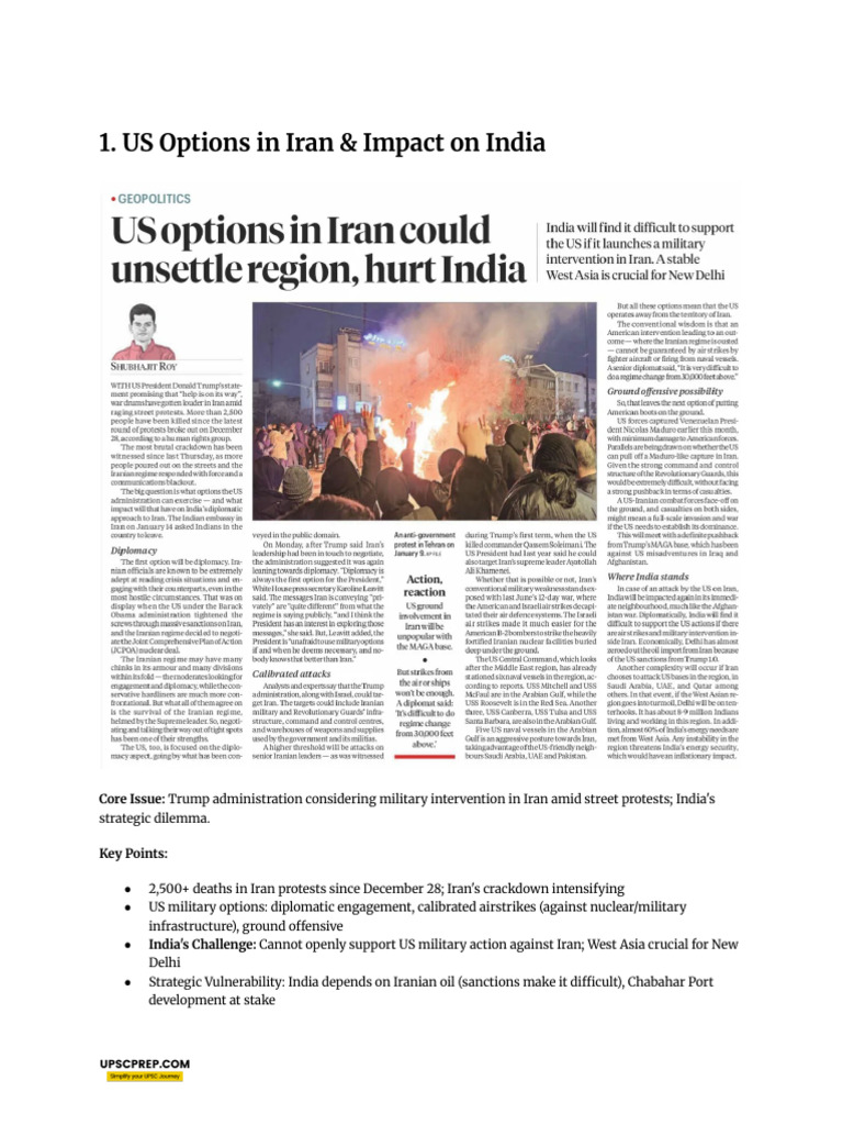 US-Iran Options and India's Strategic Dilemma | PDF | Iran | Balance Of ...