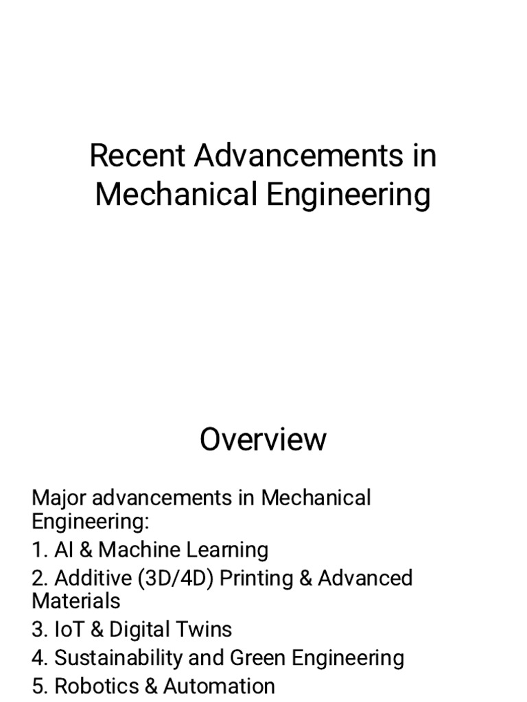 Recent Advancements in Mechanical Engineering | PDF | Intelligence (AI ...