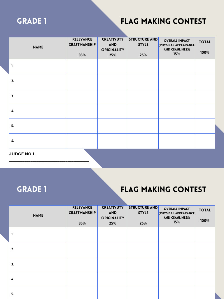 Grade 1 Flag Making Contest Judging Criteria | PDF
