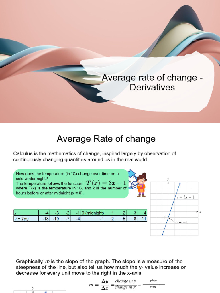 Week 7. Rate of Change - Derivatives.pptx | PDF | Tangent | Derivative