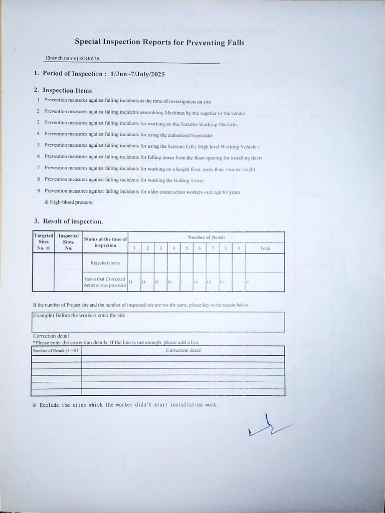 Fall Prevention Inspection Report | PDF | Ladder | Scaffolding