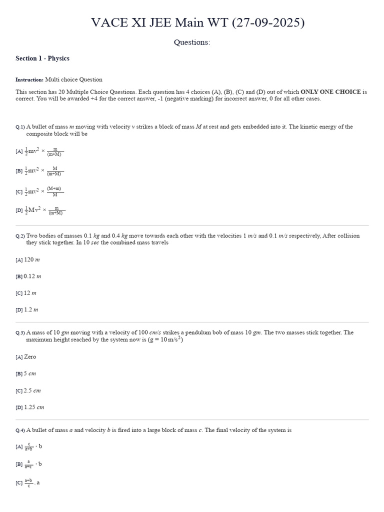 Physics MCQ Practice Questions | PDF | Force | Chemical Bond