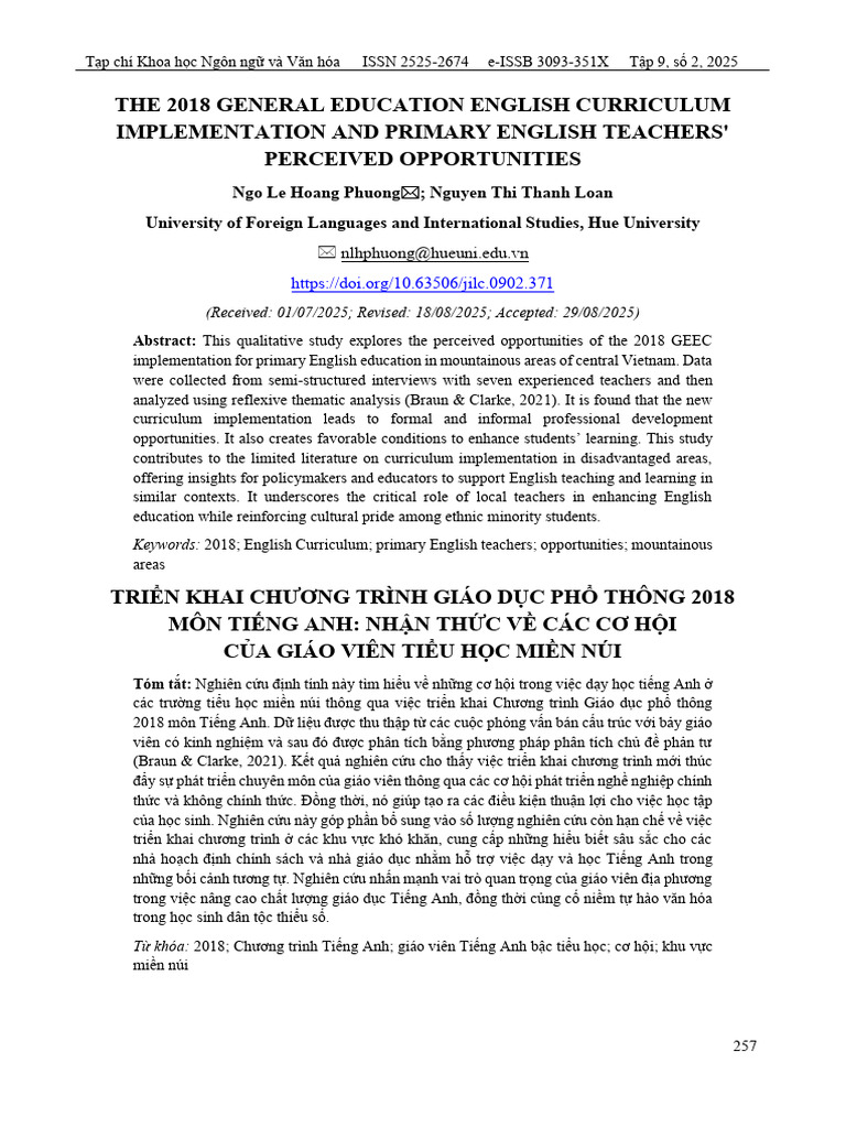 2018 English Curriculum in Vietnam's Mountains | PDF | Teachers ...