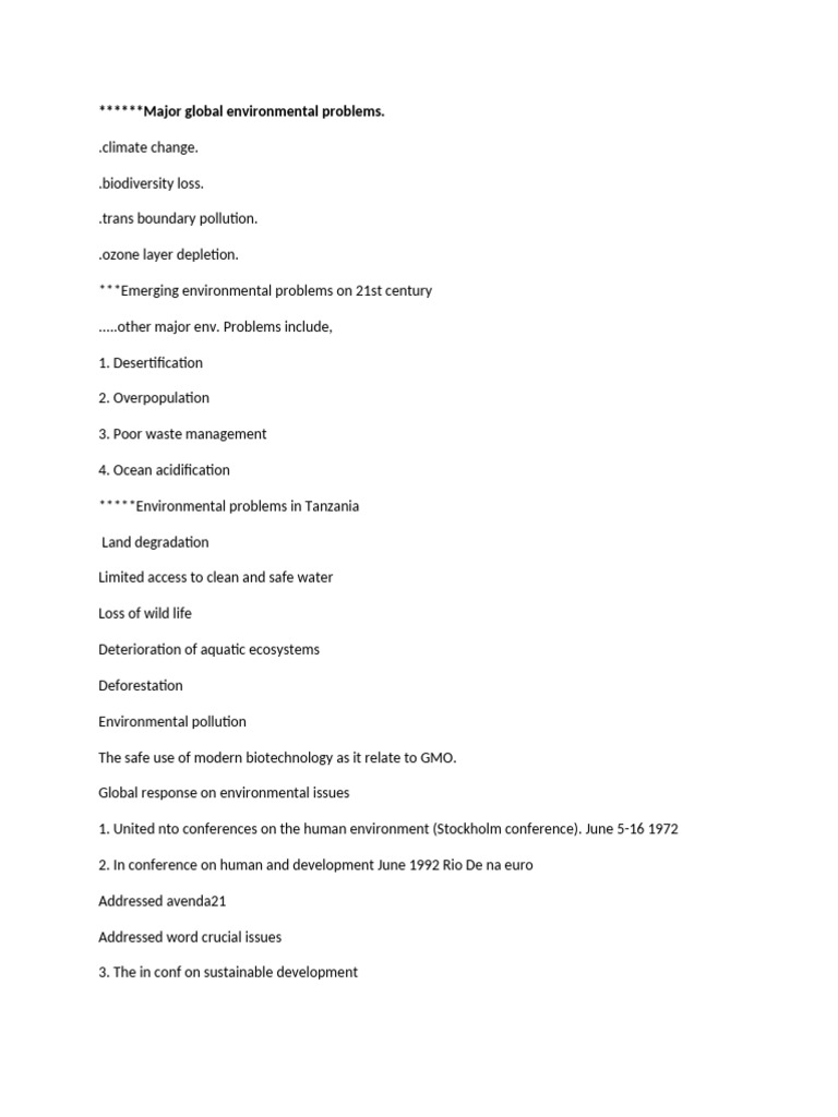 Global Environmental Issues Overview | PDF