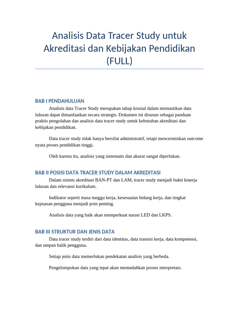 Analisis Tracer Study untuk Akreditasi | PDF