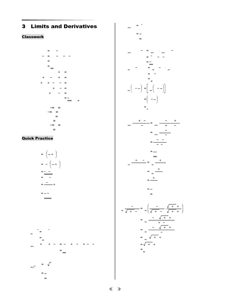 Full Solutions for Limits and Derivatives | PDF | Chess | Chess Theory