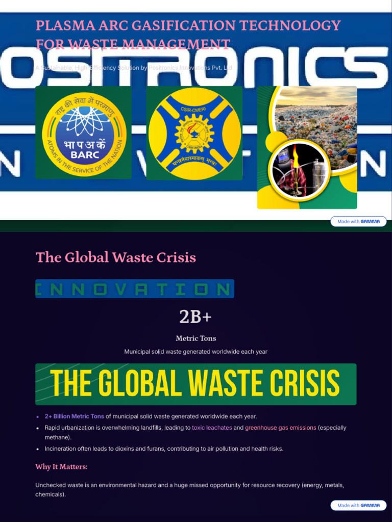 Plasma Arc Gasification for Waste Management | PDF | Incineration ...