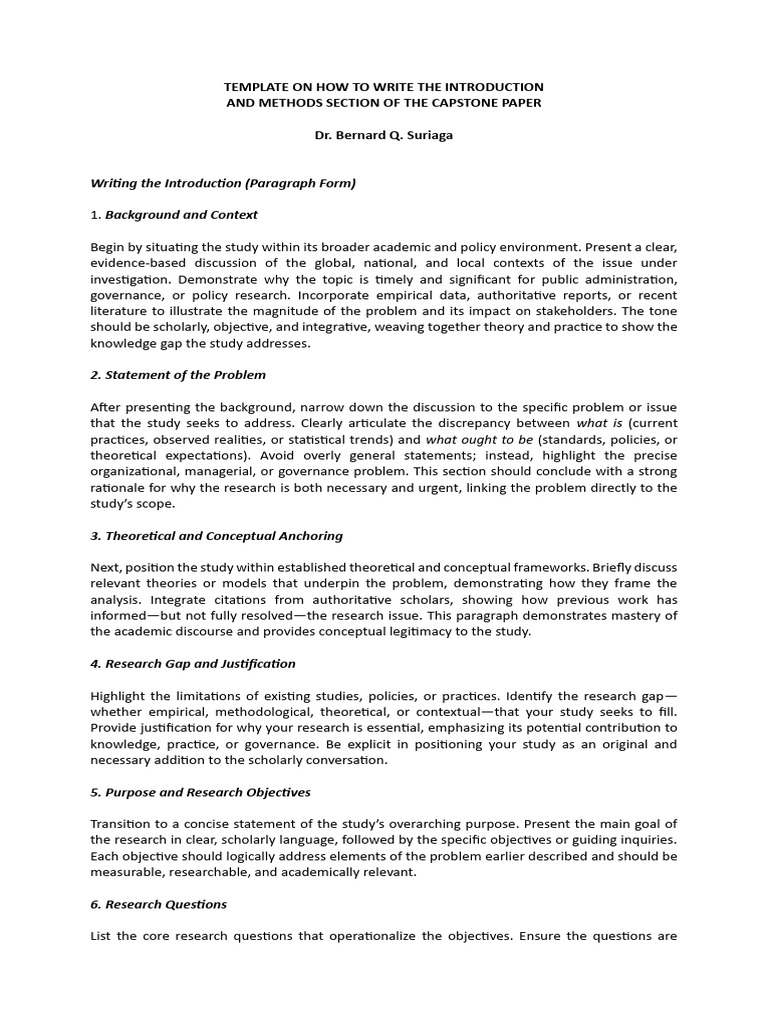 Template on How to Write the Introduction and Methods Pa244 September 9 ...