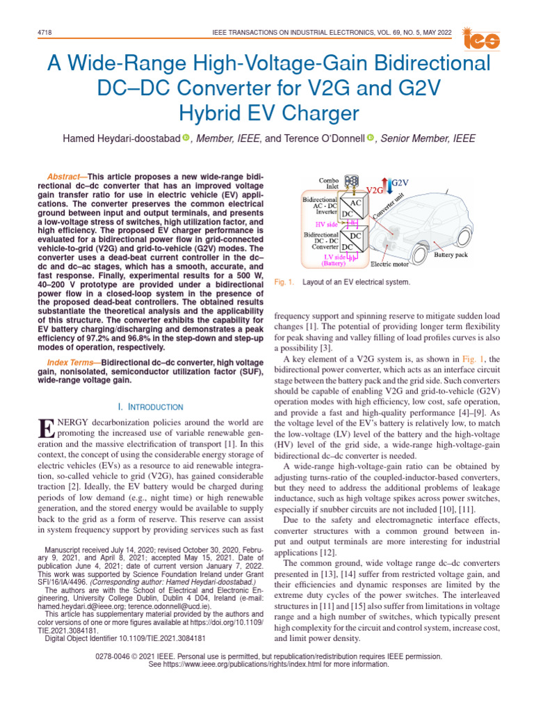 High-Voltage Bidirectional DC-DC Converter for EVs | PDF | Electric ...