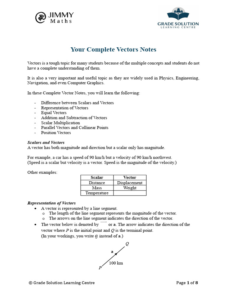 Complete Guide to Vectors in Mathematics | PDF | Euclidean Vector ...