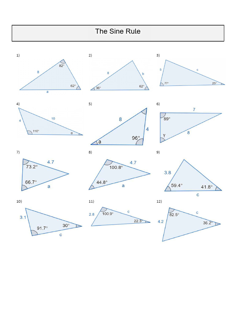 The Sine Rule Worksheet | PDF