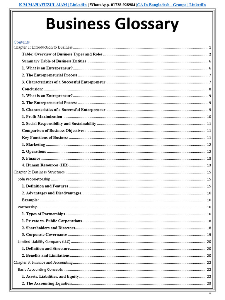 Business Glossary | PDF | Partnership | Limited Liability Company