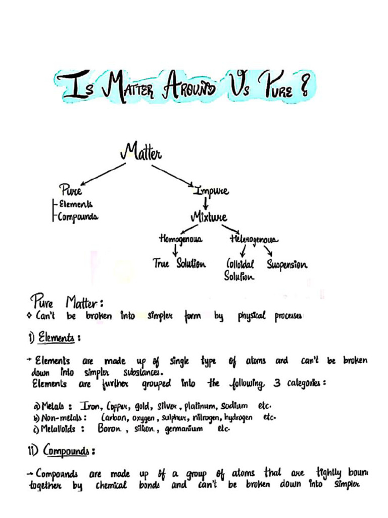 Is Matter Around Us Pure - Handwritten Notes | PDF