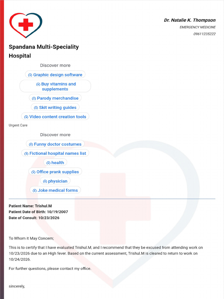 Doctor Note With Signature | PDF