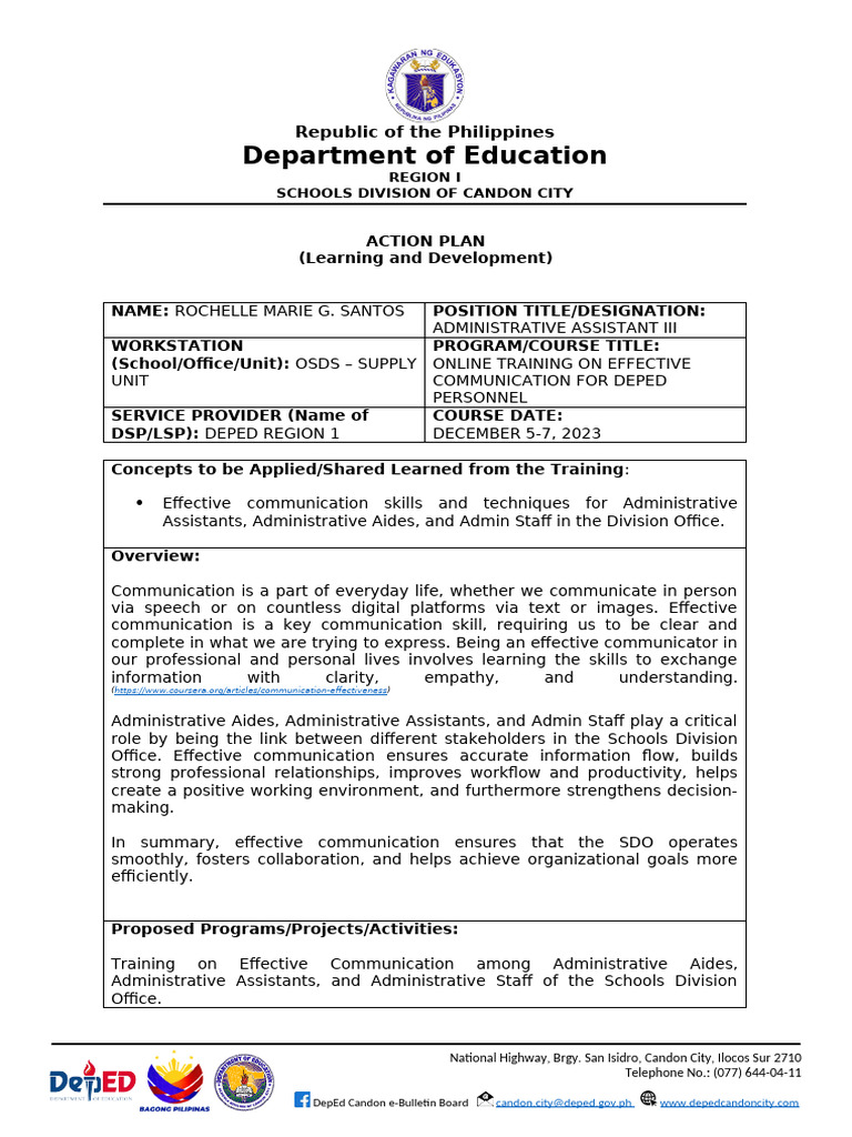 LND Action Plan Annex C (AutoRecovered) | PDF | Communication | Social ...