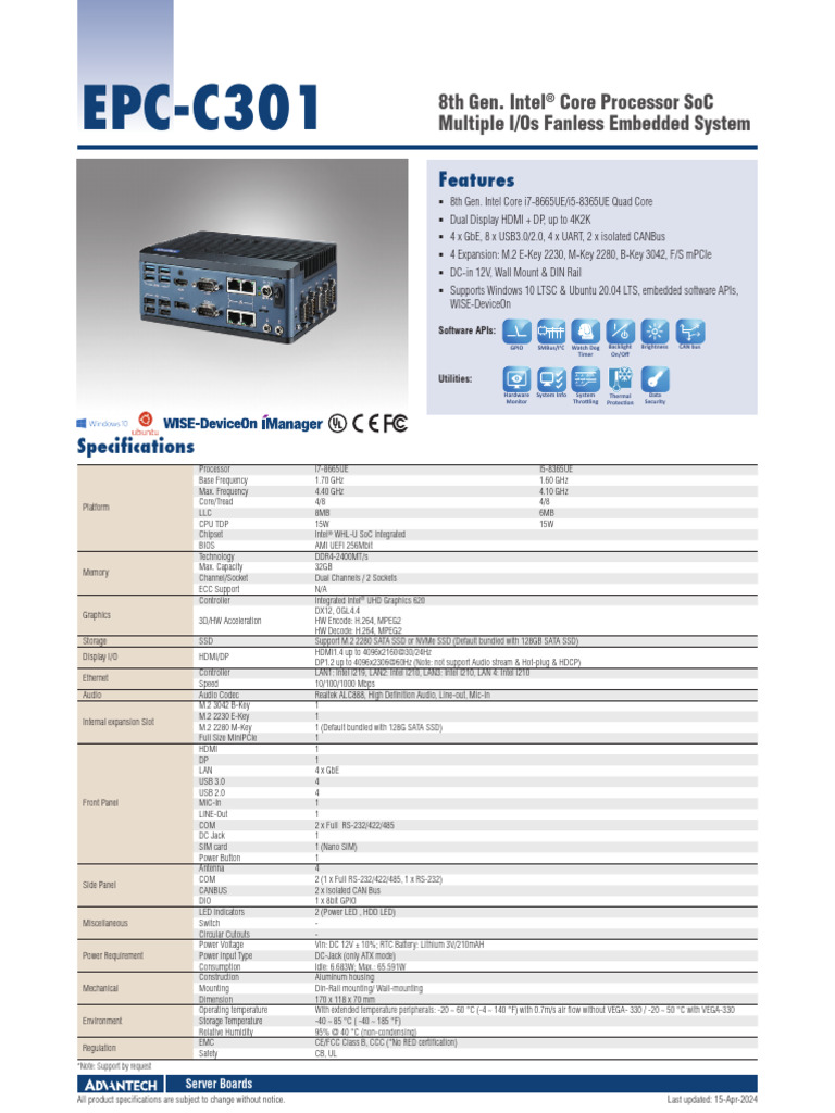 5- EPC-C301_DS(041524)20240415093956 | PDF | Usb | Windows 10