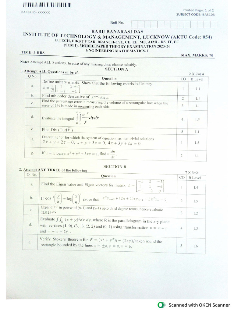 Solution Maths Model Paper | PDF