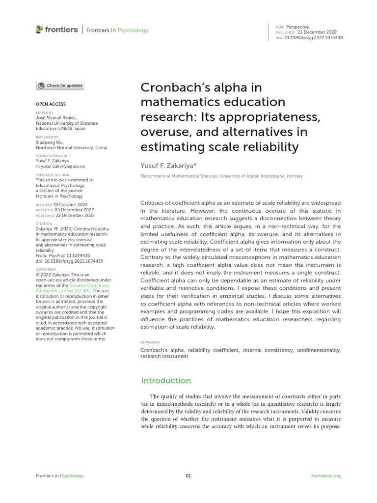 fpsyg-13-1074430 | PDF | Cronbach's Alpha | Factor Analysis