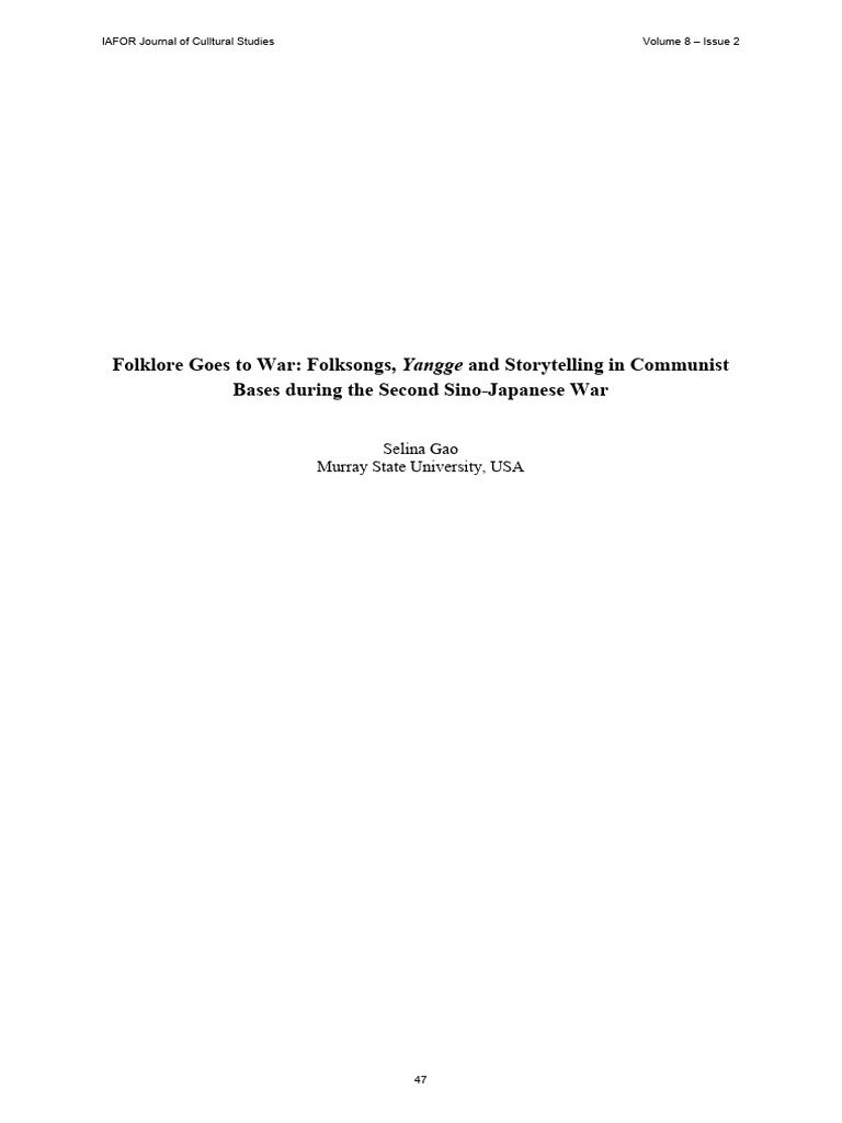 Folklore and Nationalism in Wartime China | PDF | Mao Zedong | Folklore