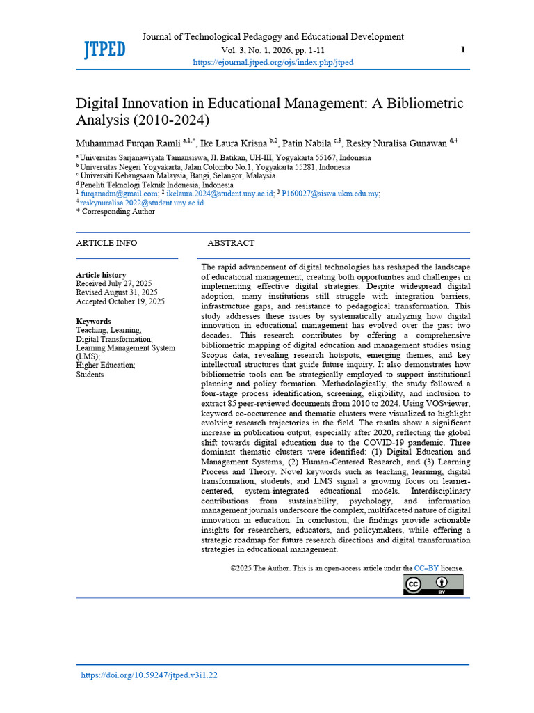 Digital Innovation in Educational Management a Bibliometric | PDF ...