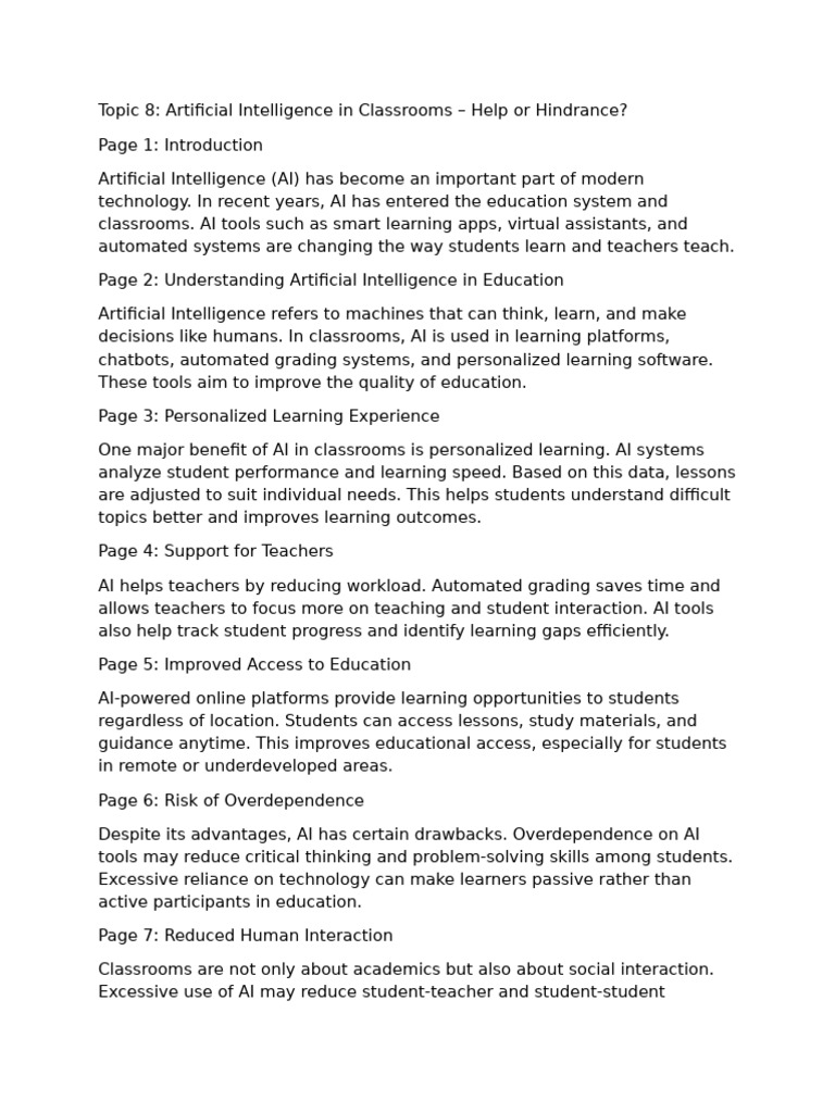 AI in Classrooms: Benefits and Risks | PDF