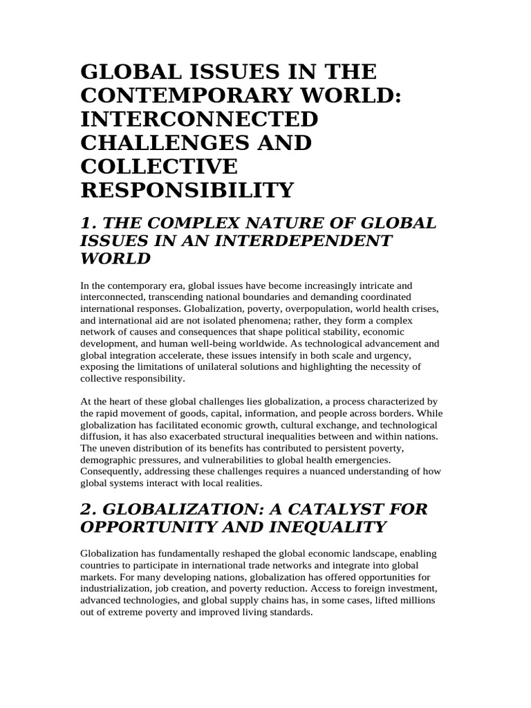 Global Issues: Challenges & Responsibilities | PDF | Poverty | Poverty ...