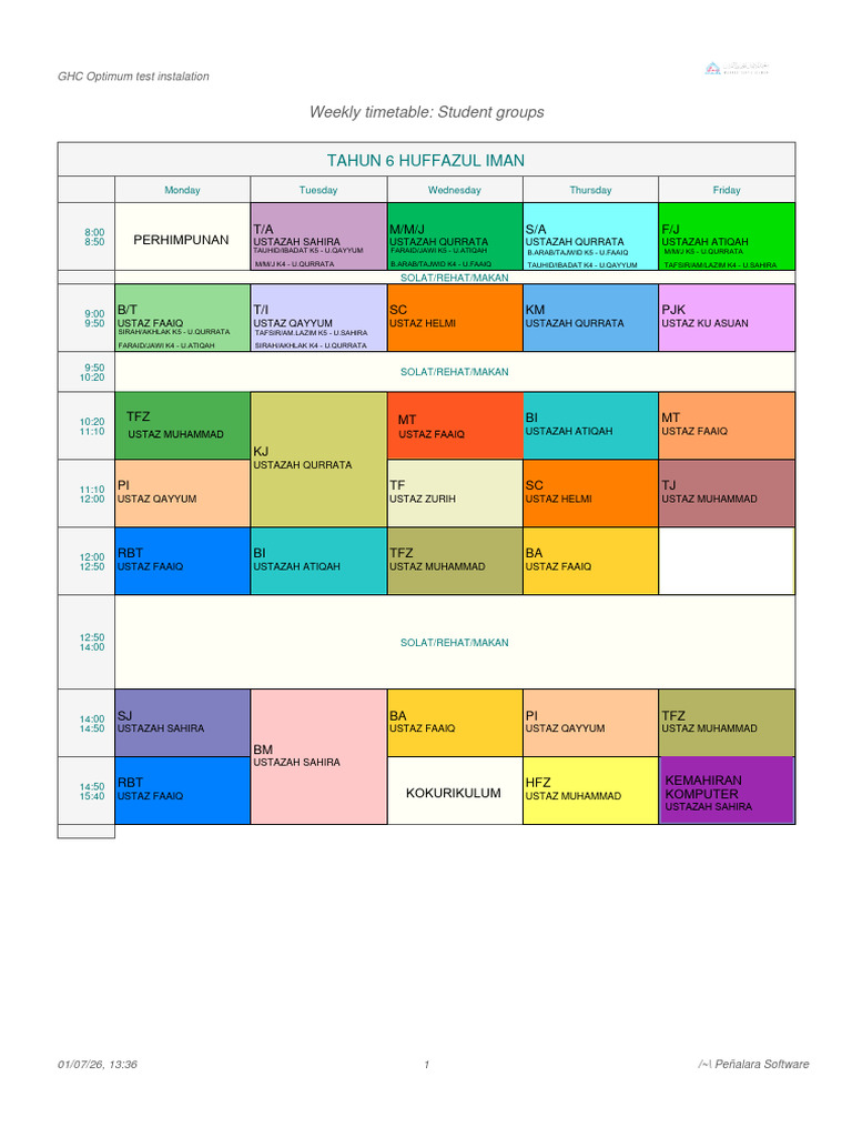 GHC Optimum Test Installation Timetable | PDF
