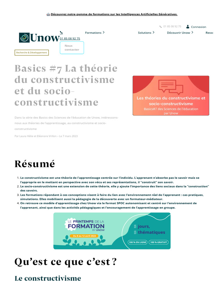 Théories du constructivisme en éducation | PDF | Apprentissage | Pédagogie